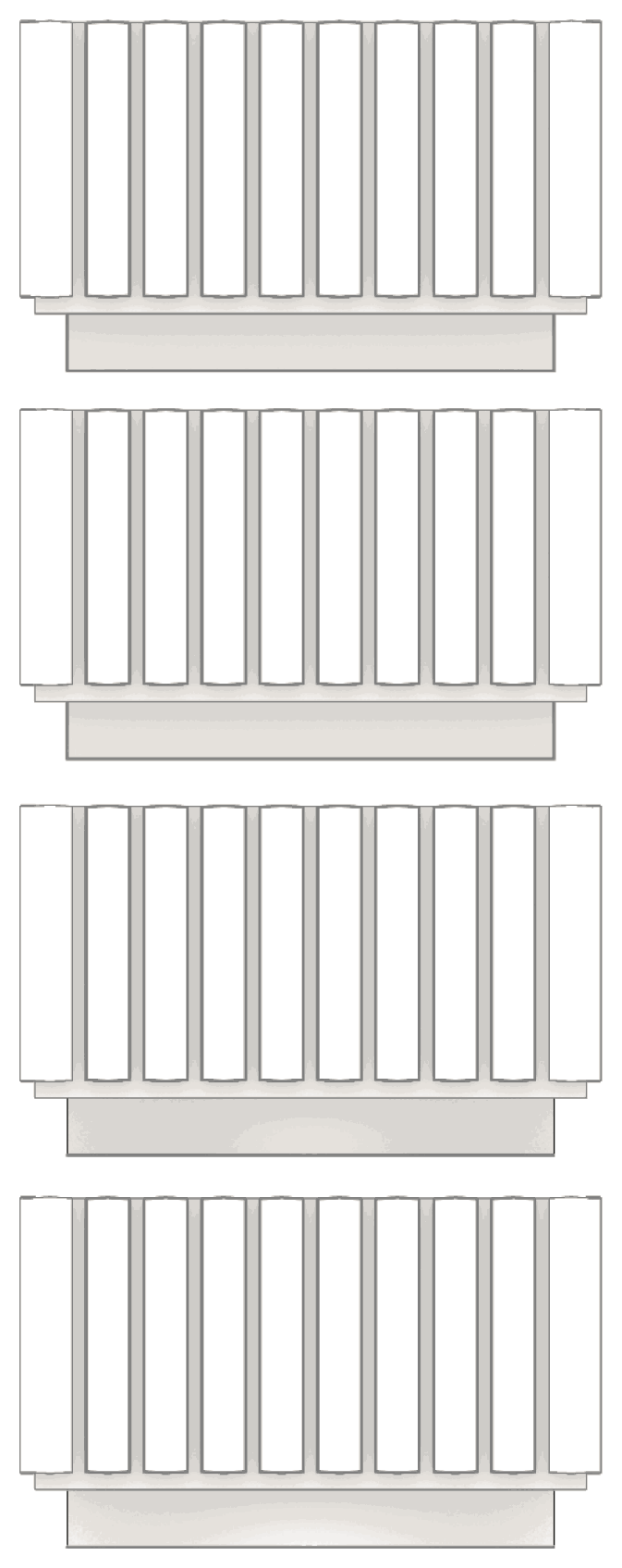 Exploded elevation — four individually cast Atlas segments separated vertically