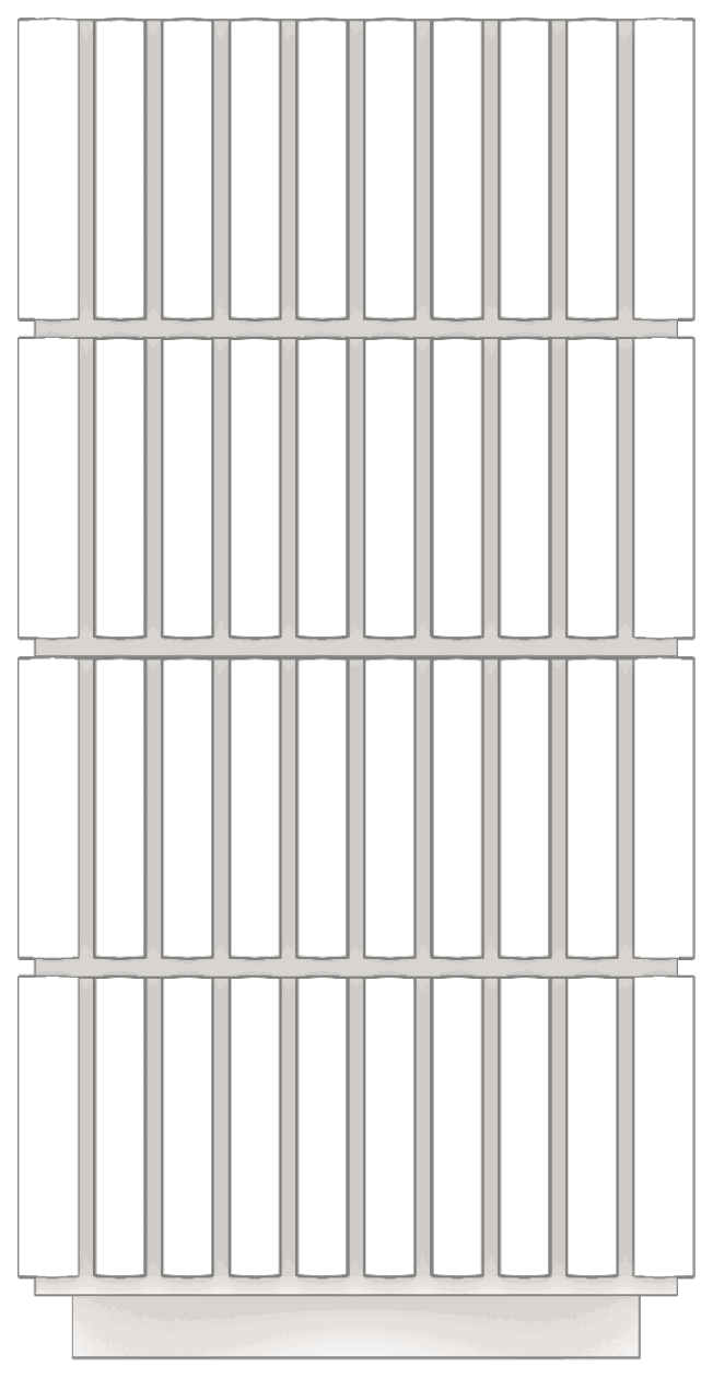 Stacked elevation — the four segments assembled into a single planter