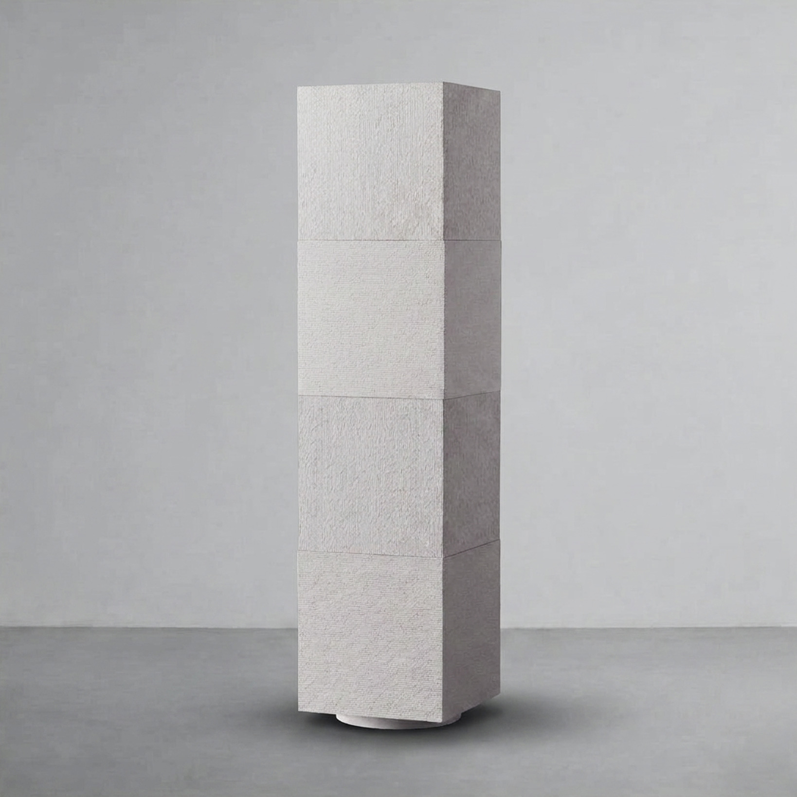 Apollo IV in Alabaster, a four-segment column, on a grey studio backdrop