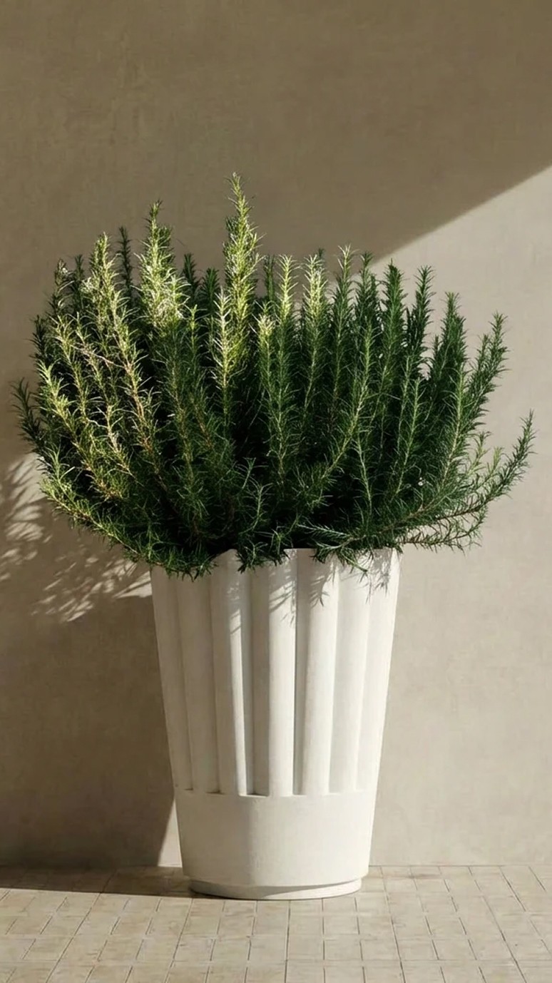 Byblos 02 planted with rosemary against a sunlit wall