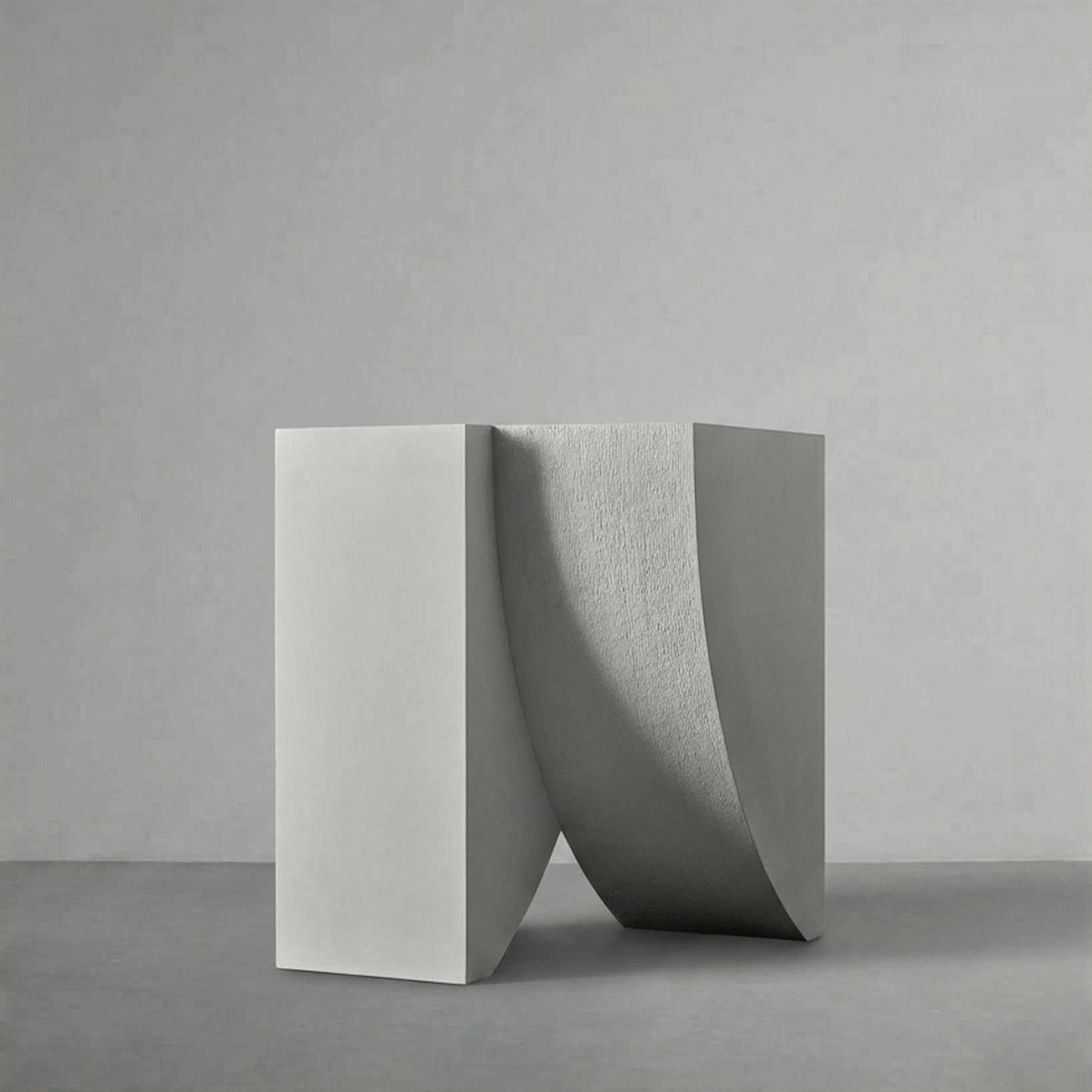 Icarus 02 in Alabaster, a wider curved planter, on a grey studio backdrop