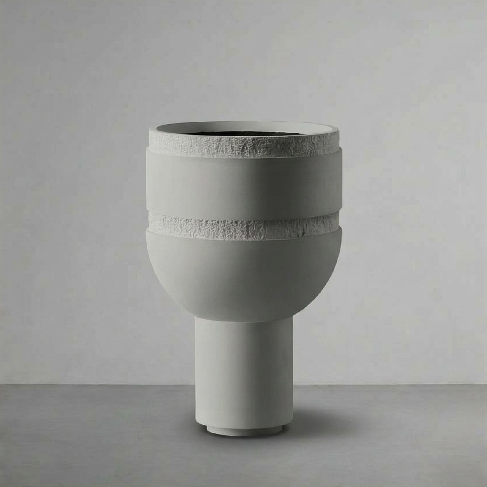 Orion Chalice, a bowl raised on a cylindrical foot, on a grey studio backdrop