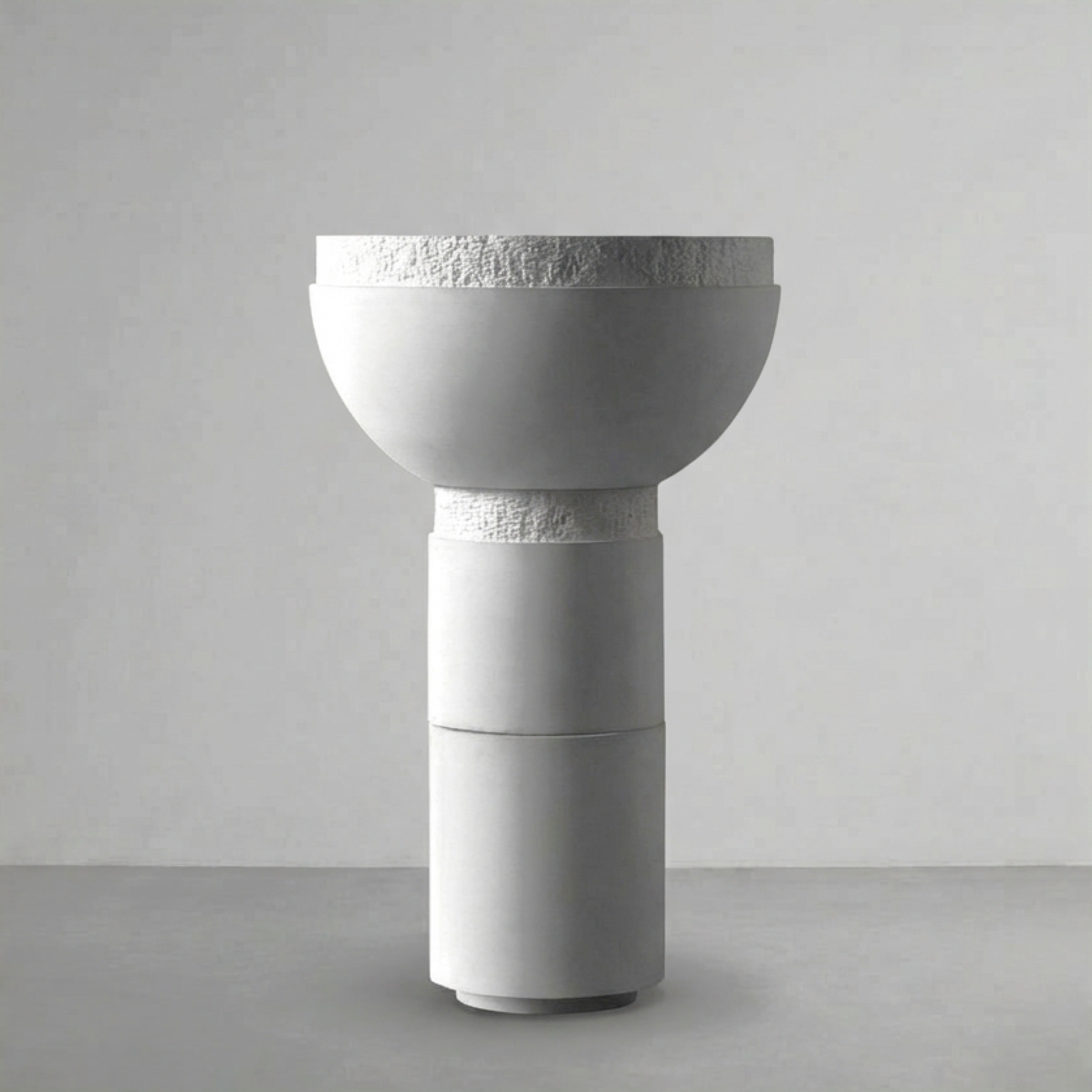 Saturn III, a bowl on a taller stacked base, on a grey studio backdrop